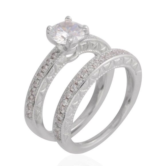 Sterling Silver Set of 2 Ring (Size 6) TGW 2.18 ct - Picture 2 of 7